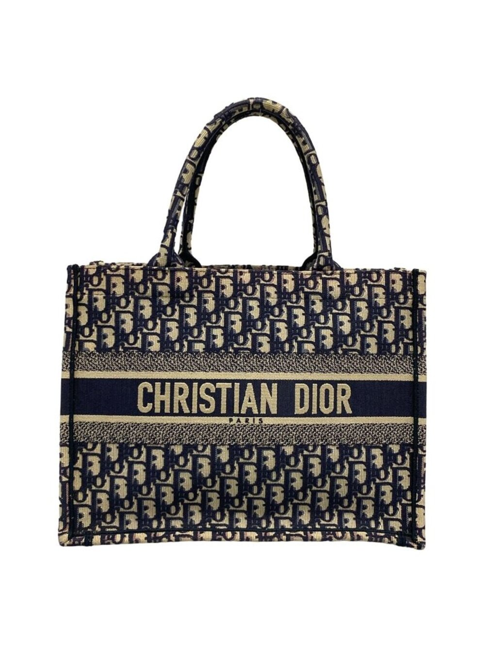 Dior Tote Book Vintage Small Ivory Navy - Picture 1 of 15